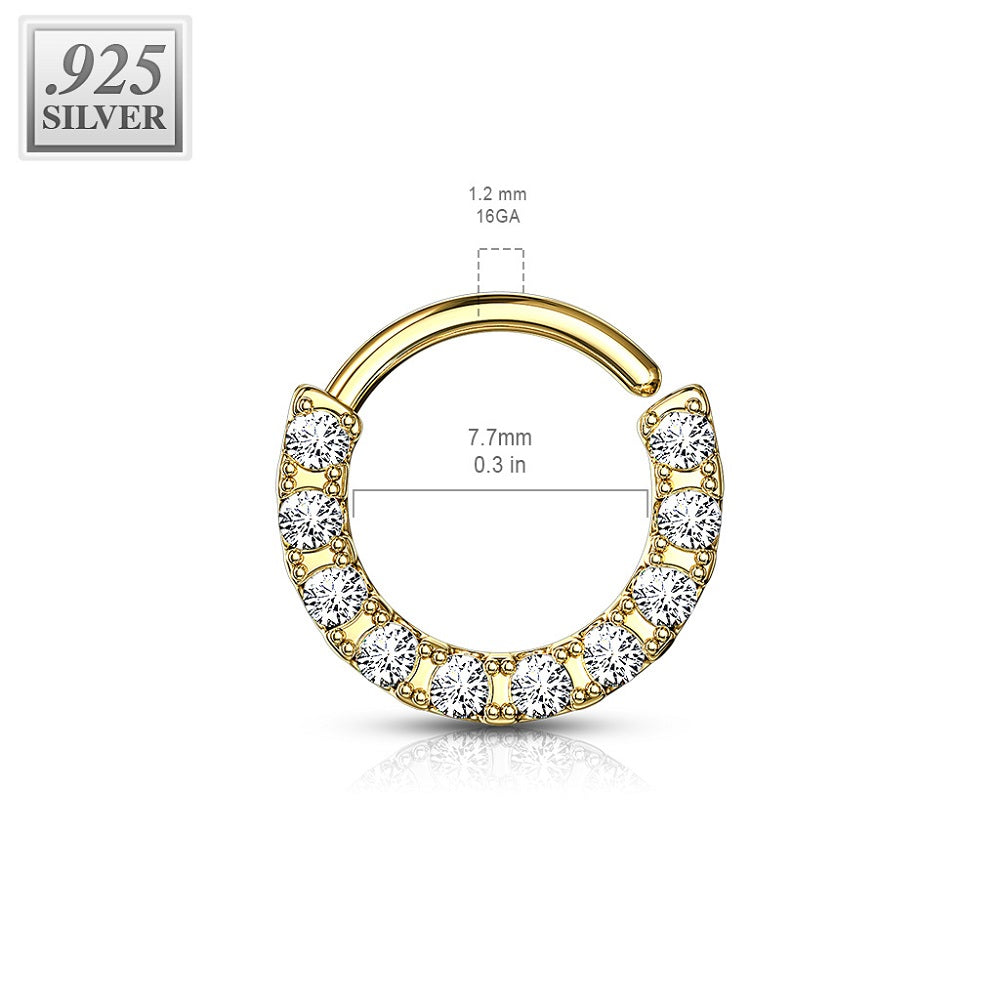 CZ Crystal Lined Bendable Ring - .925 Sterling Silver