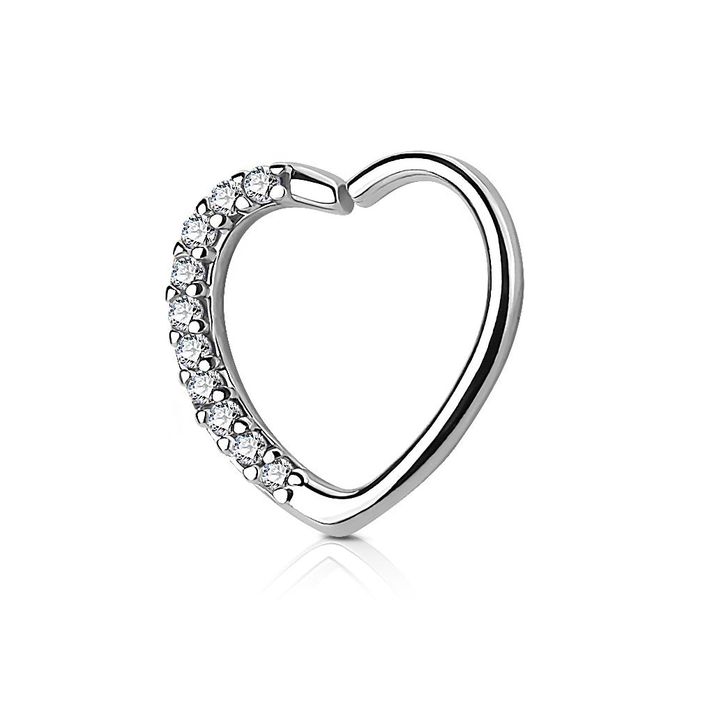 CZ Crystal Lined Heart Bendable Ring - Brass