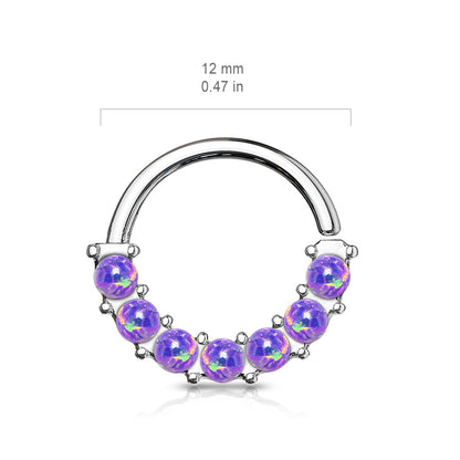 Multi Synthetic Opal Front Facing Bendable Ring - Stainless Steel