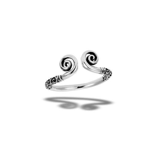 Double Swirl Design Ring - 925 Sterling Silver