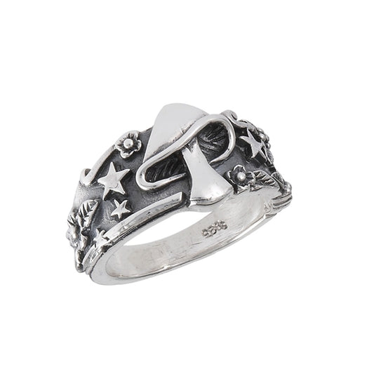 Mushroom and Stars Ring - 925 Sterling Silver
