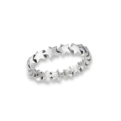 Star Lined Ring - 925 Sterling Silver