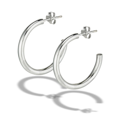3mm Thick High Polish Hoop Earrings - Pair - 925 Sterling Silver