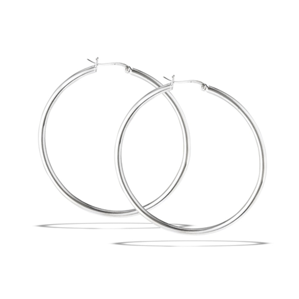 3mm Thick Hoop Earrings - Pair - 925 Sterling Silver