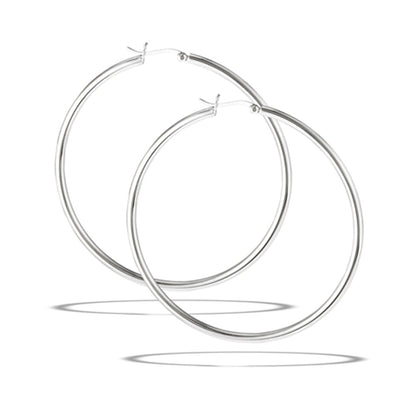 3mm Thick Hoop Earrings - Pair - 925 Sterling Silver