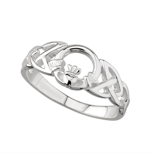 Trinity Knot Claddagh Ring - 925 Sterling Silver