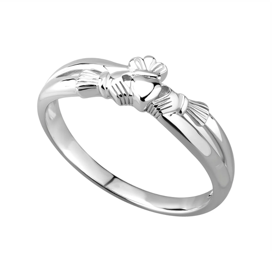 Crossover Band Claddagh Ring - 925 Sterling Silver