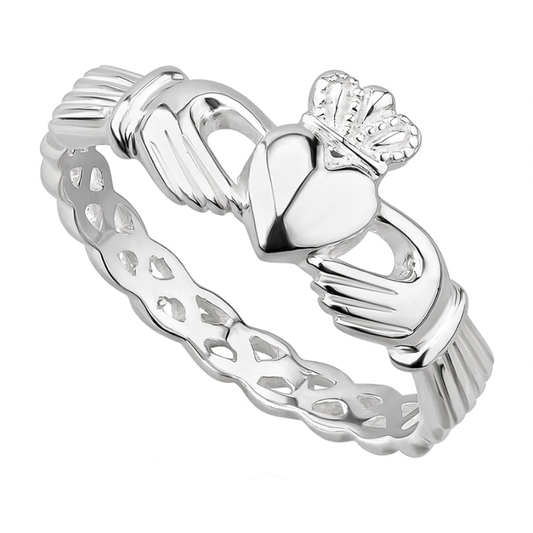 Celtic Weave Claddagh Ring - 925 Sterling Silver
