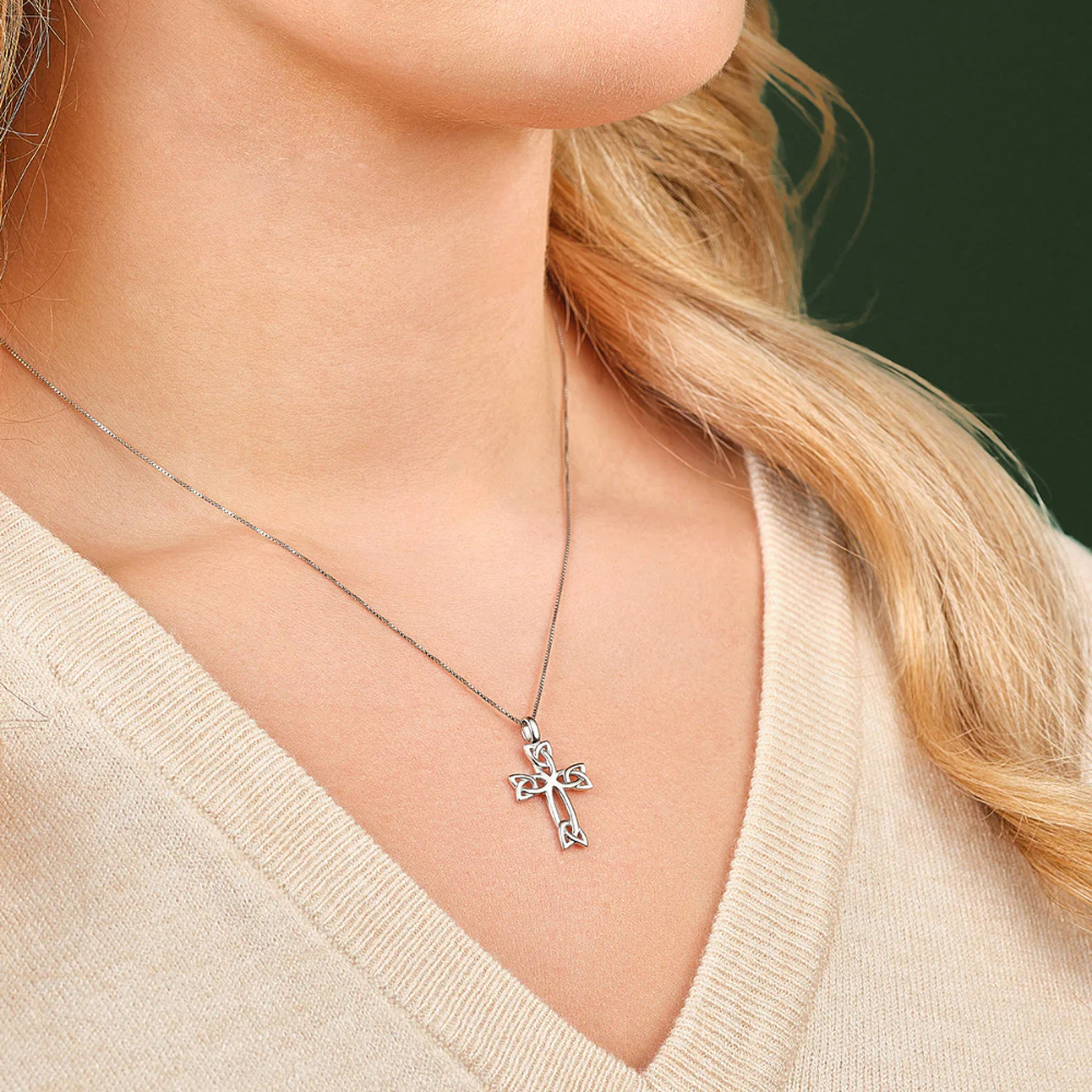 Celtic Cross Pendant Necklace - Sterling Silver
