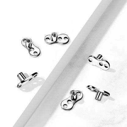 Internally Threaded 3-Hole Dermal Anchor Base - G23 Implant Grade Titanium