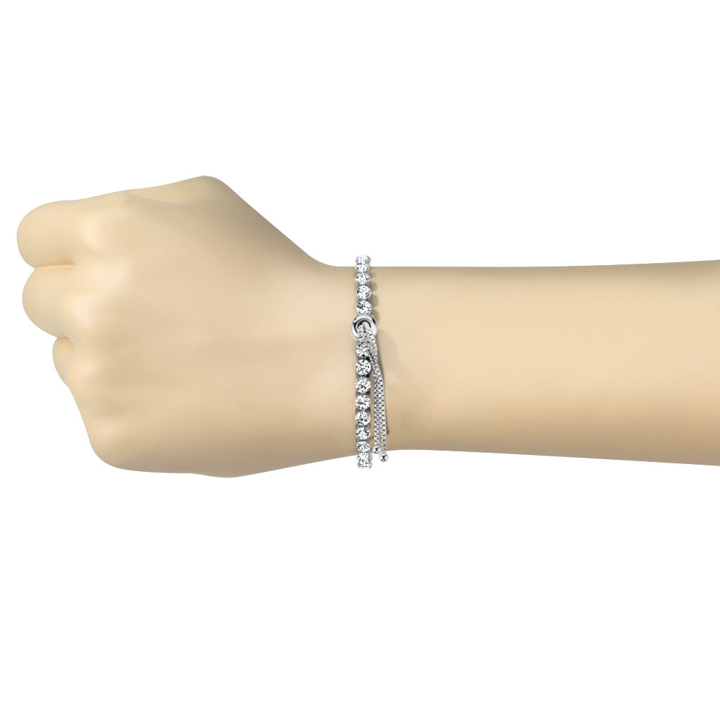 Adjustable CZ Crystal Tennis Bracelet - 316L Stainless Steel