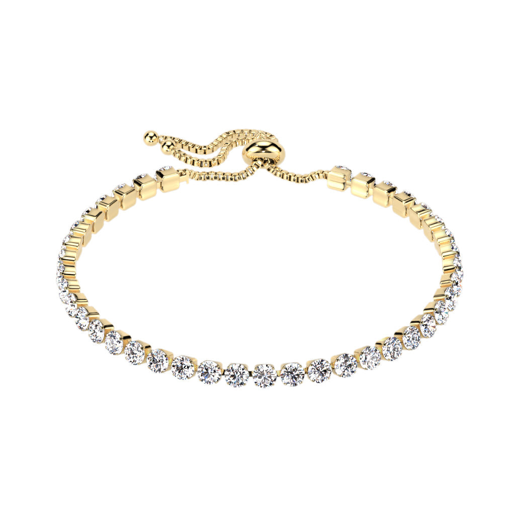 Adjustable CZ Crystal Tennis Bracelet - 316L Stainless Steel