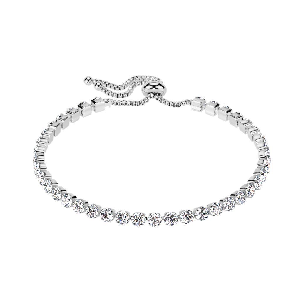 Adjustable CZ Crystal Tennis Bracelet - 316L Stainless Steel