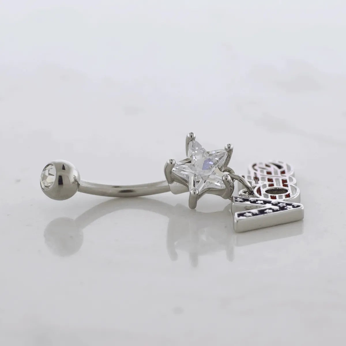 Vote Dangling Belly Button Ring - 316L Stainless Steel