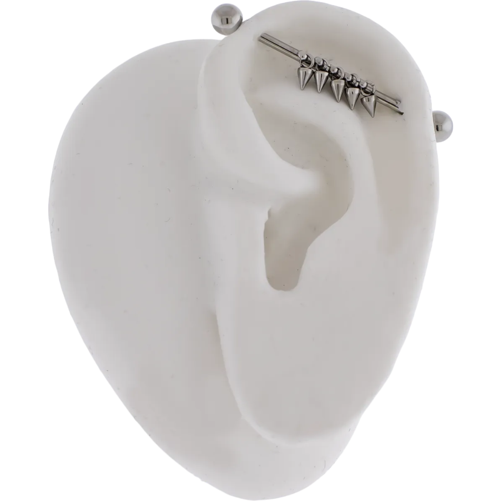 Dangling Spikes Industrial Barbell - 316L Stainless Steel