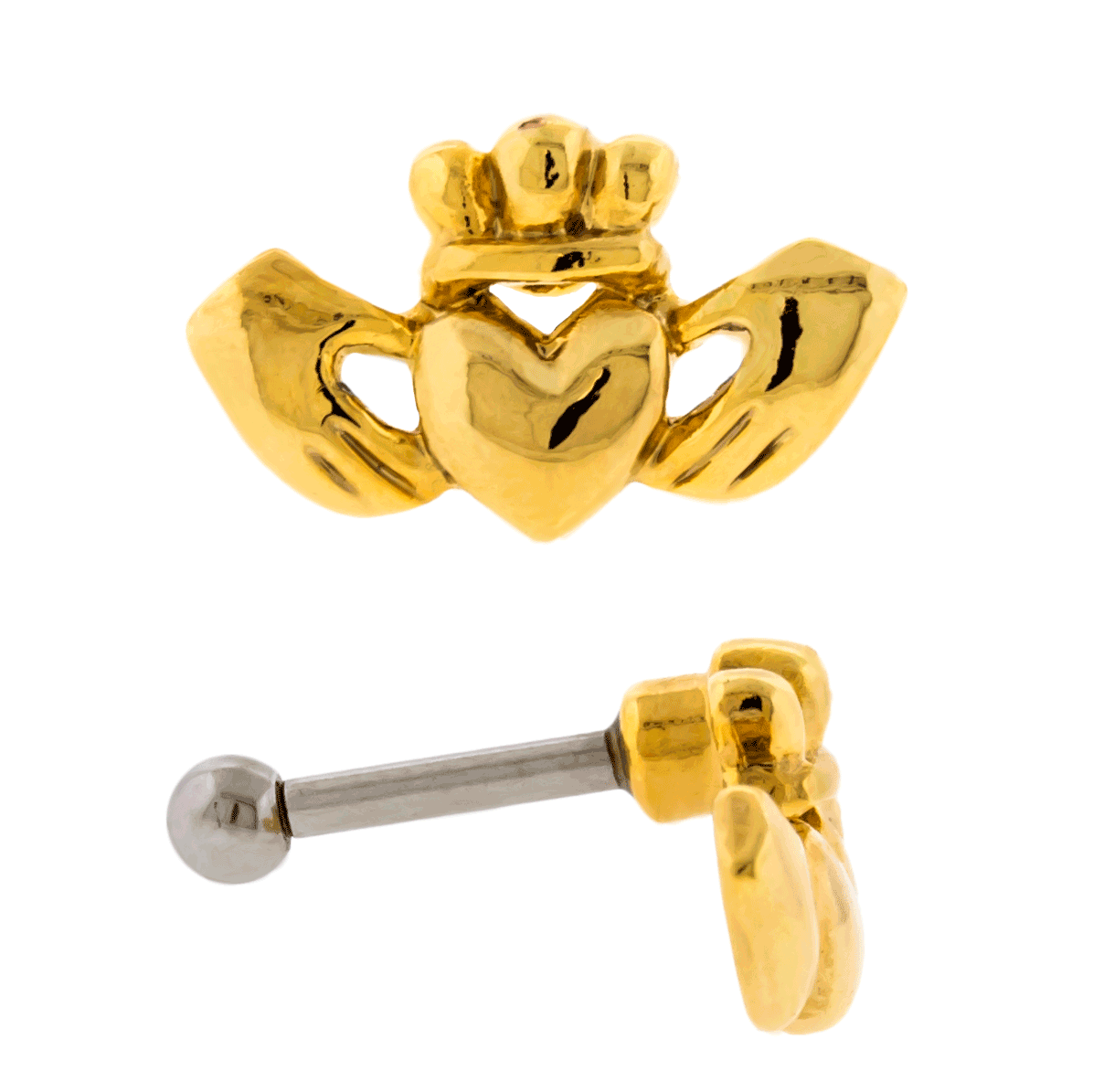 Claddagh Barbell Stud - 316L Stainless Steel