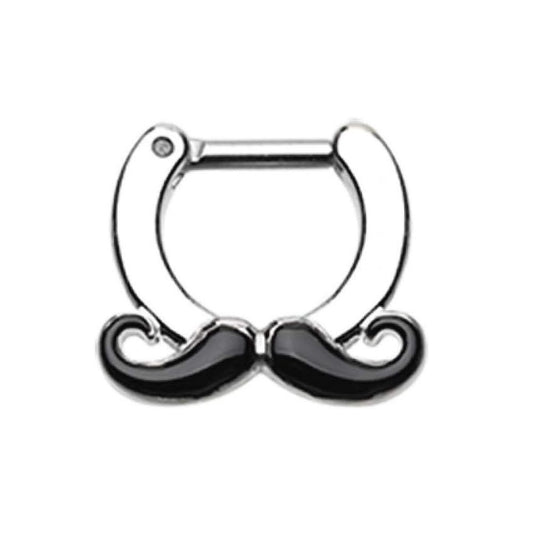 Classic Mustache Septum Clicker
 - Stainless Steel