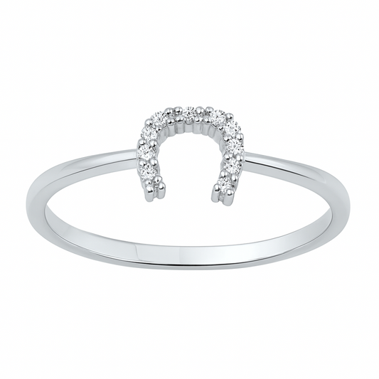 CZ Crystal Horseshoe Ring - 925 Sterling Silver