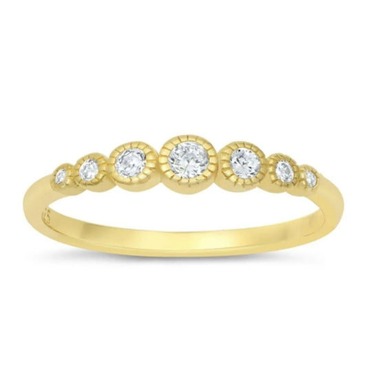 Multi CZ Crystal Lined Ring - Gold Plated 925 Sterling Silver