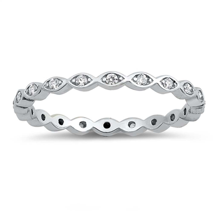 Marquise CZ Crystal Lined Eternity Ring - 925 Sterling Silver