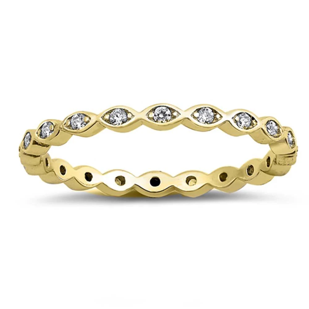 Marquise CZ Crystal Lined Eternity Ring - 925 Sterling Silver