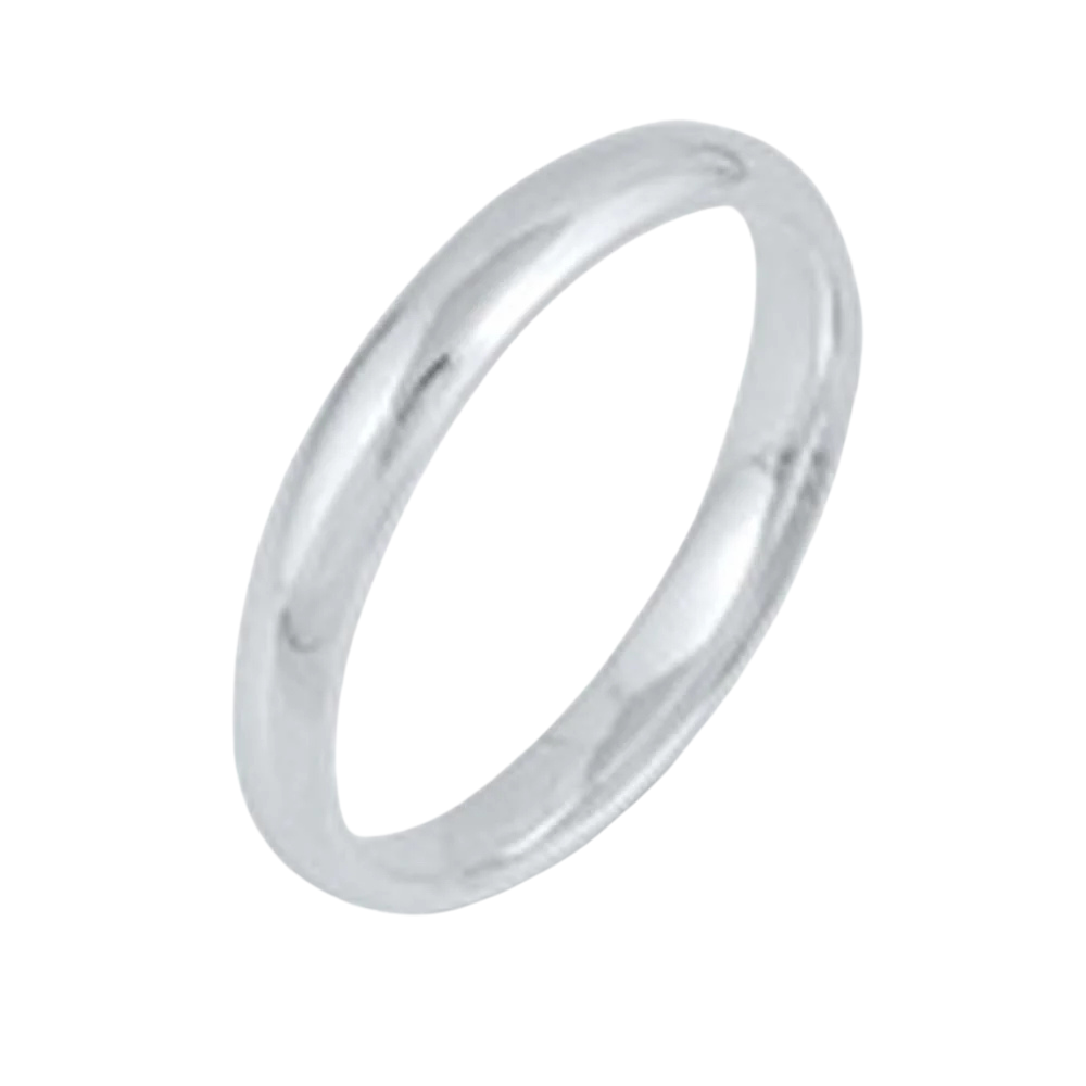 Polished 3mm Plain Band Ring - 925 Sterling Silver