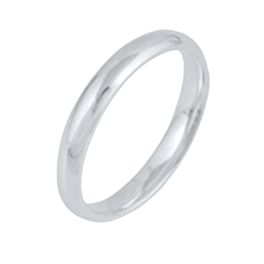 Polished 3mm Plain Band Ring - 925 Sterling Silver