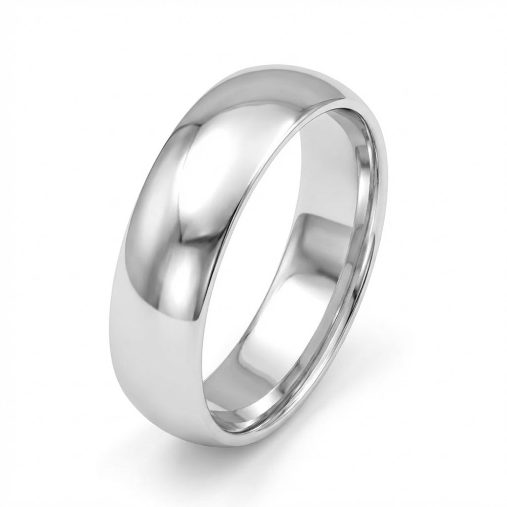 Polished 7mm Plain Band Ring - 925 Sterling Silver