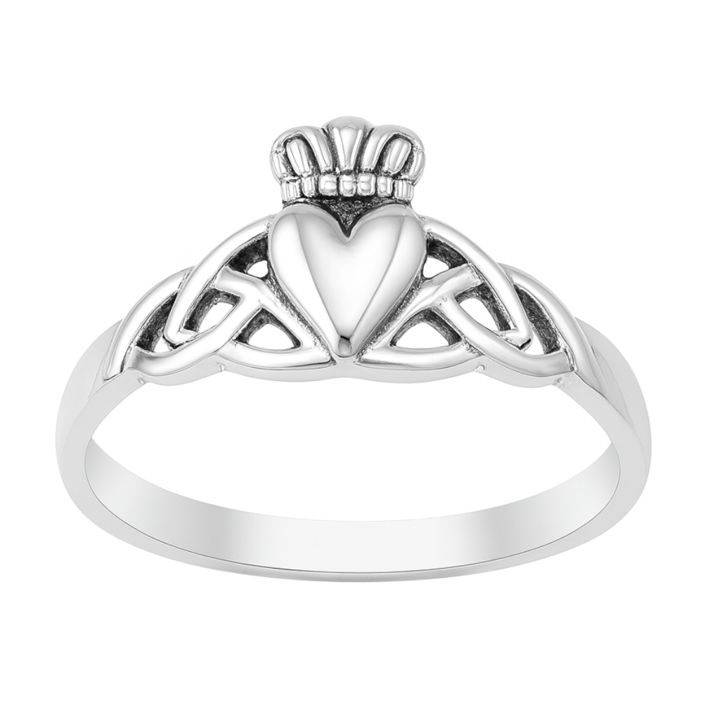 Celtic Knot Claddagh Ring - 925 Sterling Silver
