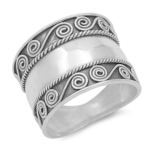 Spiral Bali Braided 18mm Thick Ring - 925 Sterling Silver