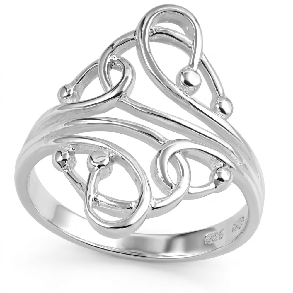 Abstract Filigree Swirl Statement Ring - 925 Sterling Silver