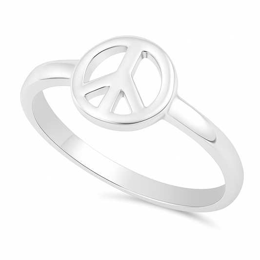 Peace Sign Ring - 925 Sterling Silver