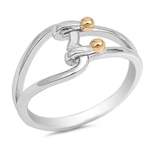 Two Tone Heart Lock Ring - 925 Sterling Silver
