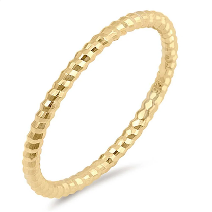 Thin Stackable Diamond Cut Ring - 925 Sterling Silver