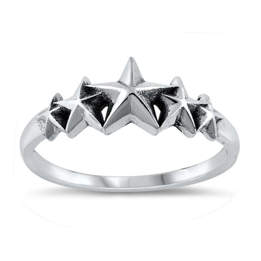 Five Star Ring - Oxidized 925 Sterling Silver