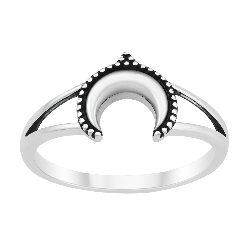 Boho Crescent Moon Ring - 925 Sterling Silver