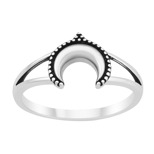 Boho Crescent Moon Ring - 925 Sterling Silver