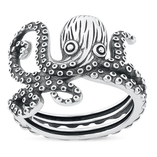 Octopus Ring - Oxidized Sterling Silver