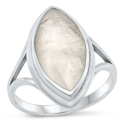 Marquise Cut Moonstone Ring - Oxidized 925 Sterling Silver