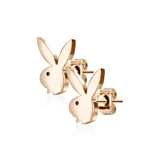 Playboy Bunny Stud Earrings - Pair - 316L Stainless Steel