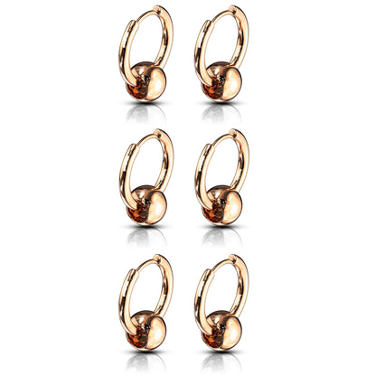 Faux Captive Bead Hinged Hoop Earrings - 316L Stainless Steel - Pair