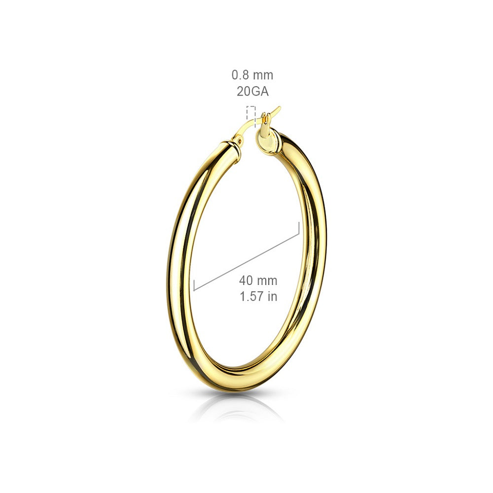 Thick Hollow Hoop Earrings - 316L Stainless Steel