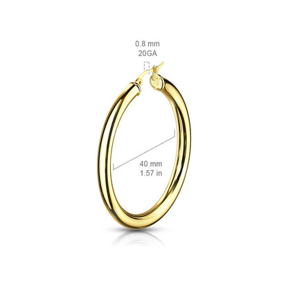 Thick Hollow Hoop Earrings - 316L Stainless Steel