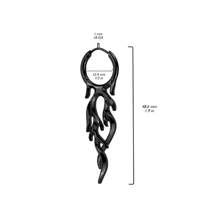 Flame Hinged Hoop Dangling Earrings - 316L Stainless Steel