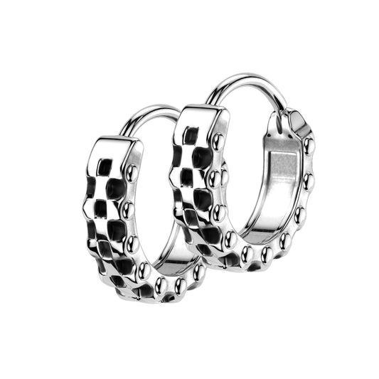 Bike Chain Hoop Earrings - Pair - 316L Stainless Steel