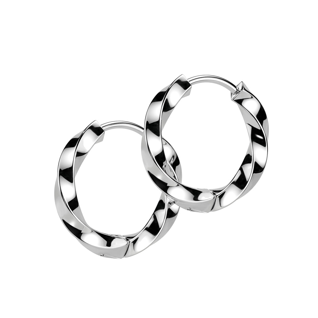 2.5mm Thick Twisted Hinged Hoop Earrings - Pair - 316L Stainless Steel