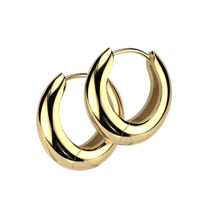 Tapered Huggie Hoop Earrings - Pair - 316L Stainless Steel