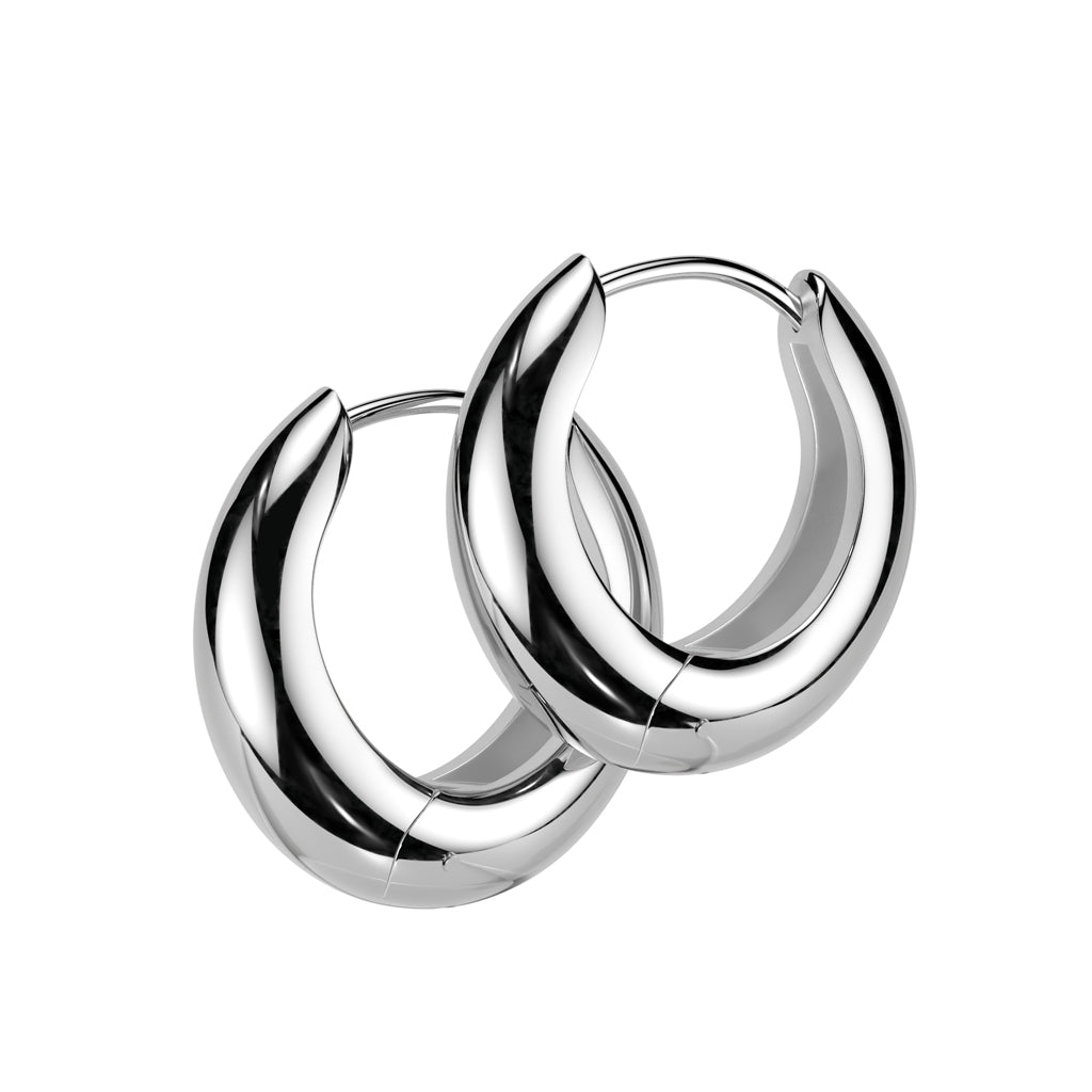 Tapered Huggie Hoop Earrings - Pair - 316L Stainless Steel