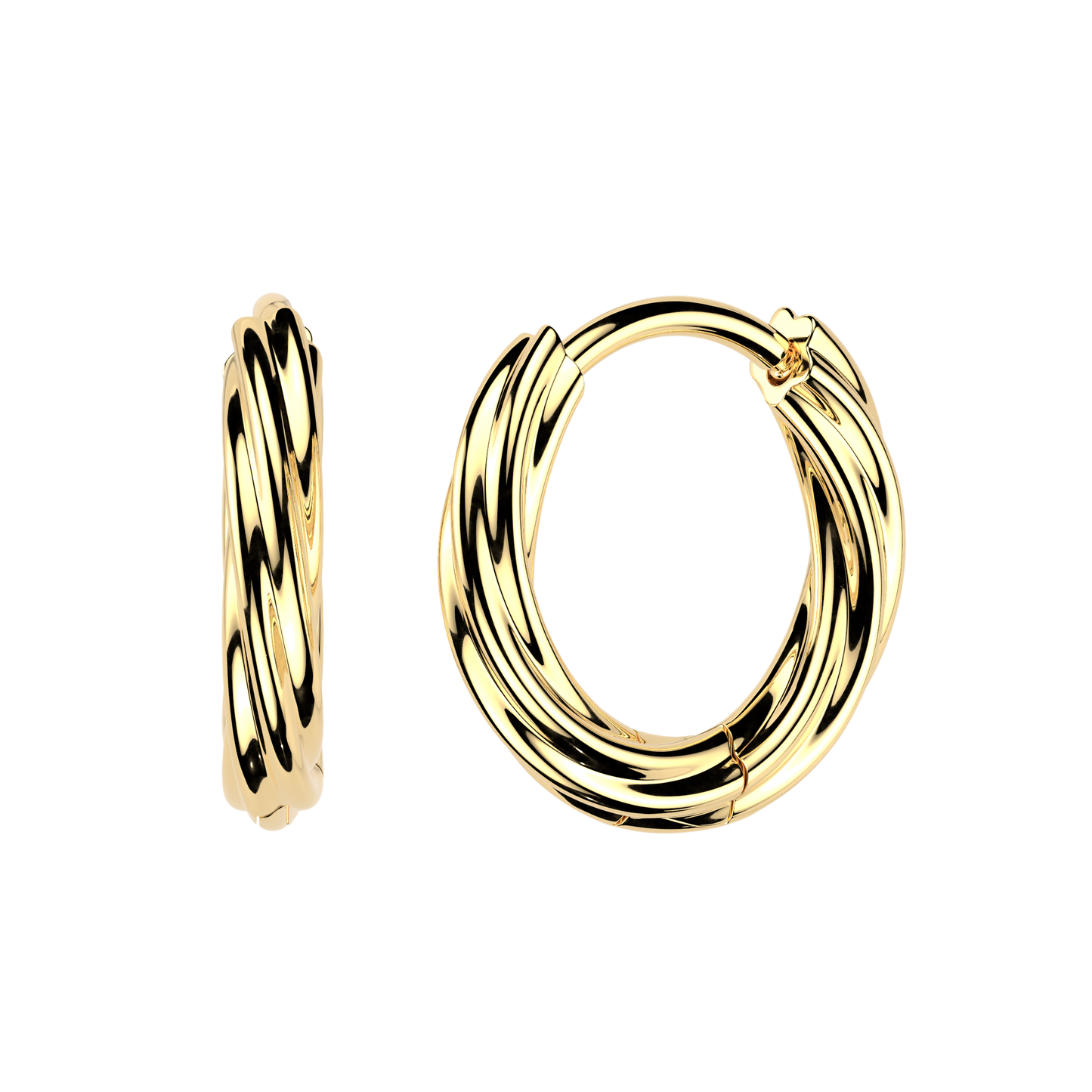 Twisted Hinged Huggie Hoop Earrings - Pair - 316L Stainless Steel
