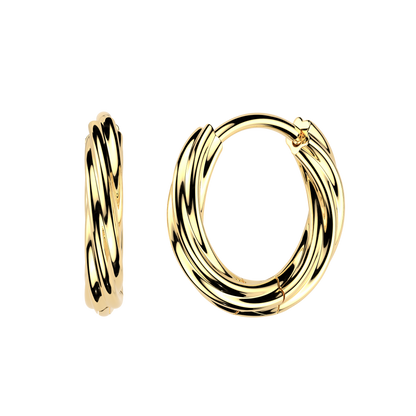 Twisted Hinged Huggie Hoop Earrings - Pair - 316L Stainless Steel